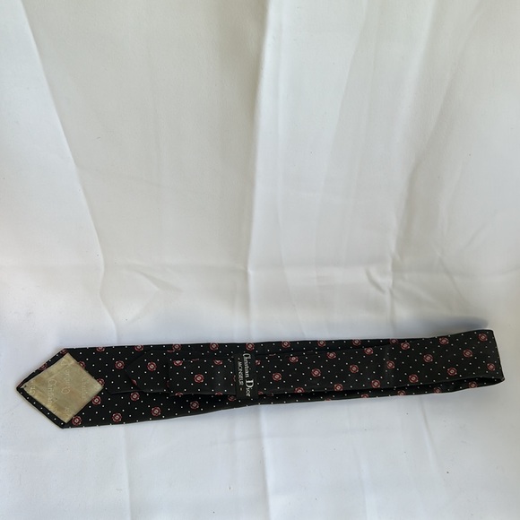 Vintage 70s Christian Dior Silk Tie - Blue with red - Picture 7 of 9